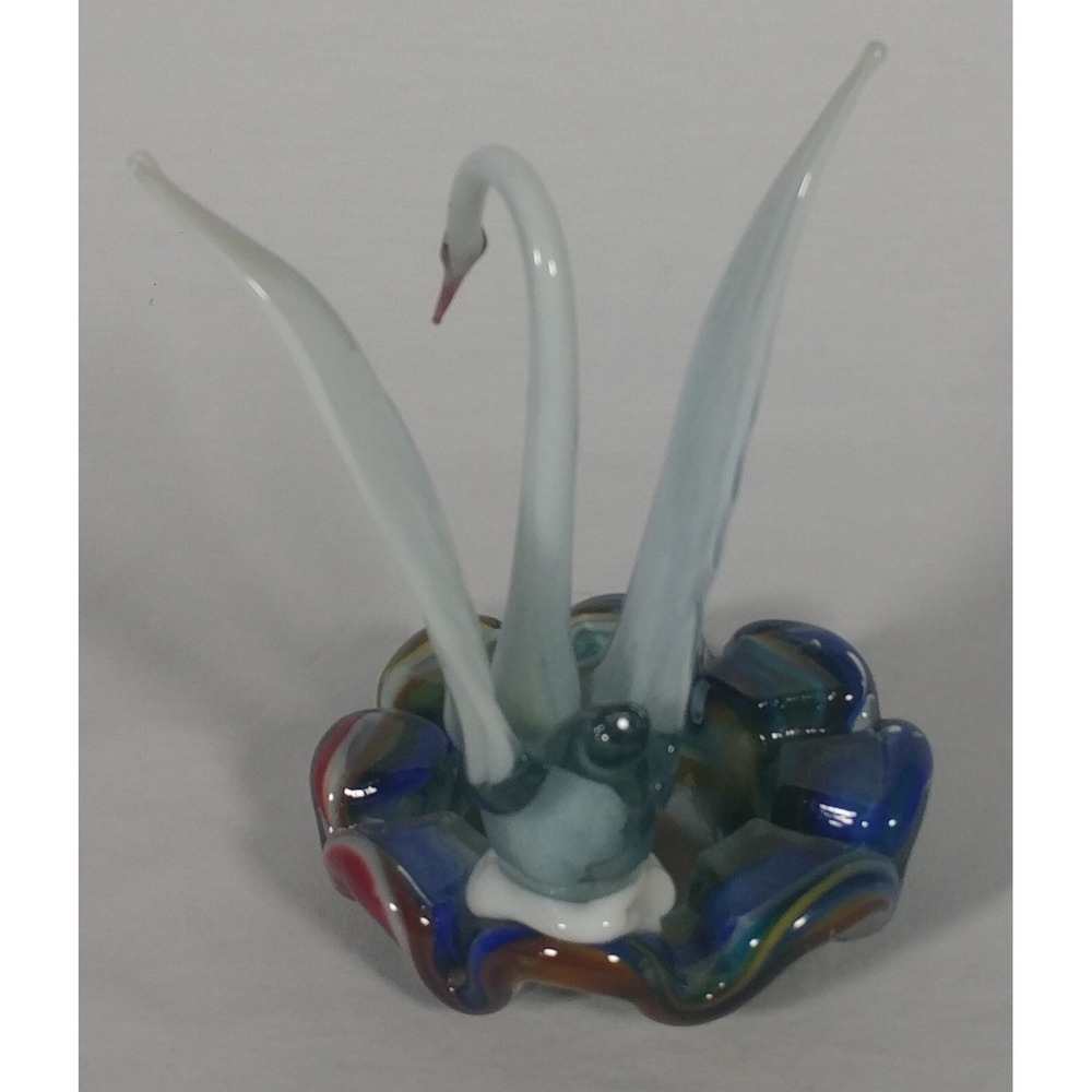 RARE 1940s Mexican Blown Glass Swan Ashtray Trinket Figurine Broken Tail - Picture 3 of 8